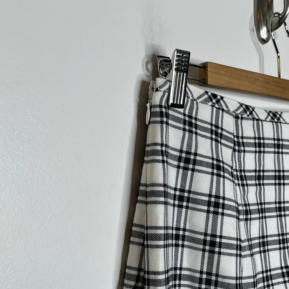 J Crew Nova Fides Plaid A-Line Skirt Black White Womens 2 Preppy Academia Career - Picture 9 of 11